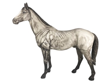 Vintage Grey Stallion Porcelain Fig, ummarked