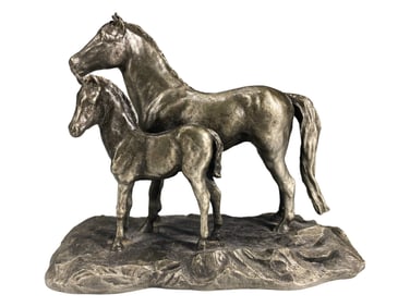 Vintage Hudson Mare & Foal Pewter Fig