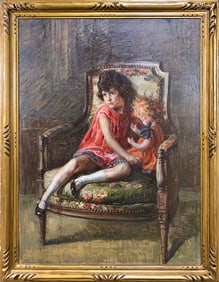 19th C European Oil on Canvas, signed