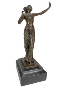 After Ferdinand Preiss Bronze & Marble Fig