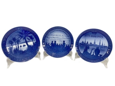 3 Copenhagen USA Bicentennial & Orientalist Porcelain Plates