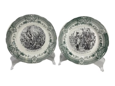 2 French Sarreguemines Napoleon Porcelain Plates