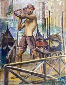 1925s Venice, Italy Oil on Cardboard