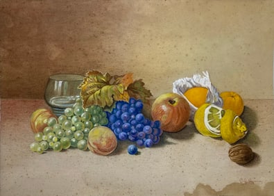 Vintage Still Life Pastel Painting, signed