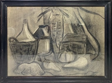 Still Life Charcoal Drawing, Illegible Signature