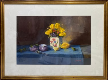 Still Life Oil on Board painting, signed Jane Cole