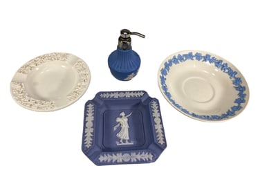 3 Wedgwood, England Perfurm Bottle & Plates, 1 Japan Ashtray