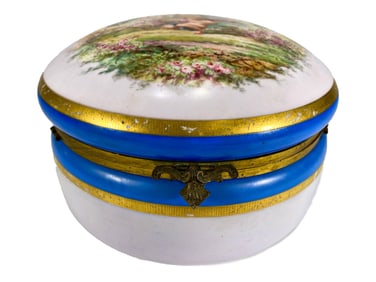 Antique French Hand Painted Porcelain Box