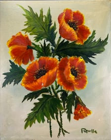 Signed Patrella Oil on Canvas Flowers Painting