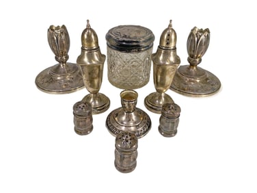 Set of 9 English & American Sterling Silver pcs