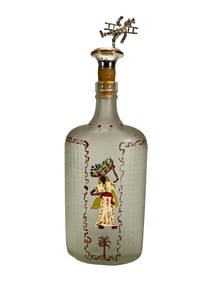 Vintage Hand Painted Frosted Glass Bottle
