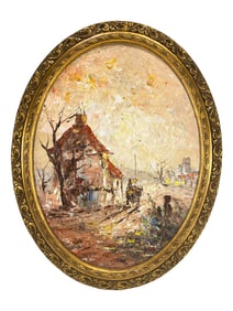 Signed C. AMORI Oil on Board Painting
