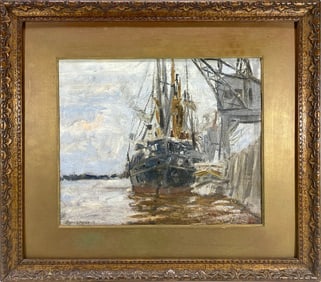 Antique European Oil on Board, Illegible Signature