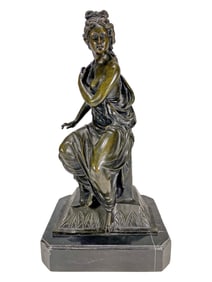 Neoclassical Style Woman Bronze & Marble Sculpture