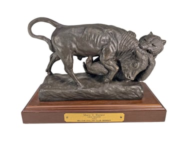 After Marie R. Bonheur, Bear & Bull Bronze Statue