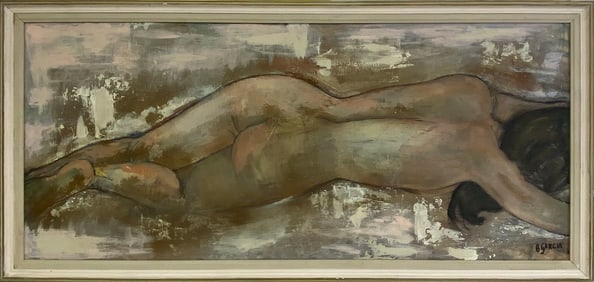 Signed B. GARCIA Nude Oil on Masonite