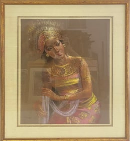 1986 Balinese School Pastel on Paper, signed