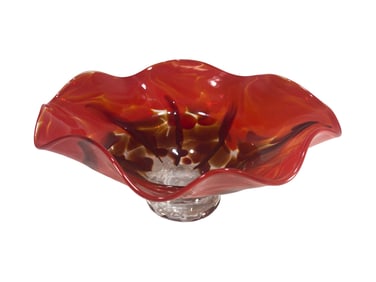 Signed & Dated Orange Art Glass Bowl