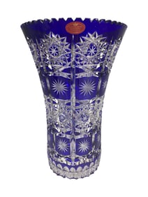 German Schonborn Blue Lead Crystal Vase