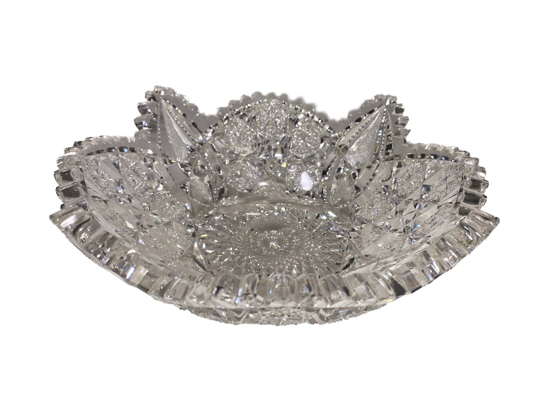 Bohemian Czech Clear Crystal Bowl (1 of 6)