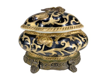 Chinoiserie Pottery Lidded Box