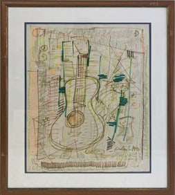 Philip GUSTON Abstract Still Life Guitar Drawing, 1992