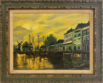 Vintage Holland View Oil on Canvas, signed