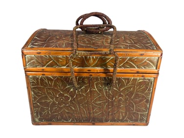 2 Hand Carved Wooden Picnic Baskets, 1 Inside the Other