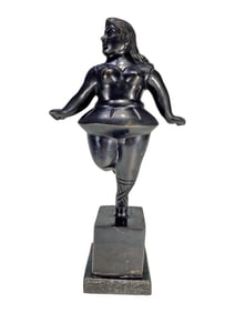 After Fernando Botero Bronze & Marble Statue Copy