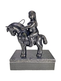 After Fernando Botero Bronze & Marble Statue Copy