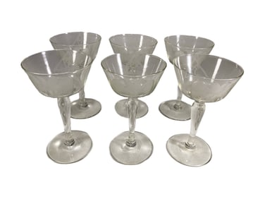 6 Vintage 32nd Masonic Eagle Etched Glasses