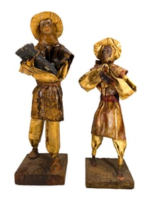 2 Vintage Mexican Papier Mache Statues