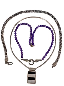 3 Sterling 925, Glass & MOP Necklaces