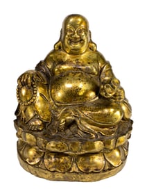 Chinese Buddha Bronze Statue, signed