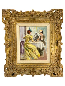 Parisiens Ladies Oil on Canvas, signed