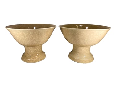 2 Chinese Crackle Pottery Dishes