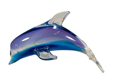 Blue Dolphin Art Glass Fig