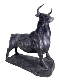 Vintage Bull Bronze Sculpture