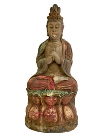 Large Chinese Kuan Yin Carved Wood Statue