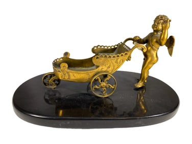 Antique Angel Bronze & Onyx Fig