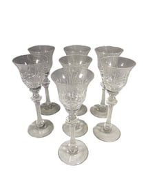 7 Vintage Clear Crystal Wine Glasses