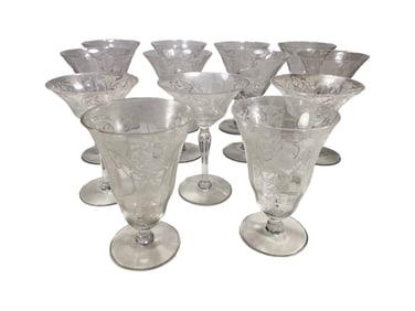 13 Morgantown Myfair Crystal Glasses