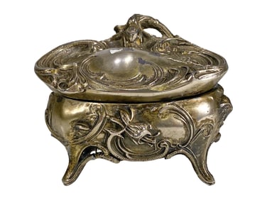 Art Nouveau Small Metal Trinket Box