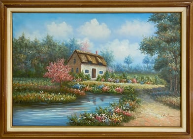 Signed C. HUNTER Oil on Canvas Painting