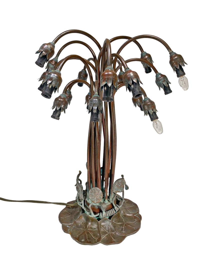 Tiffany Lily Lamp Style Bronze Lamp Reproduction (1 of 4)