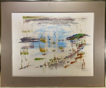 Vintage Surf Watercolor Painting, signed