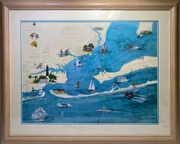 Pensacola Bay, FL Art Print Map by Pat FOGG