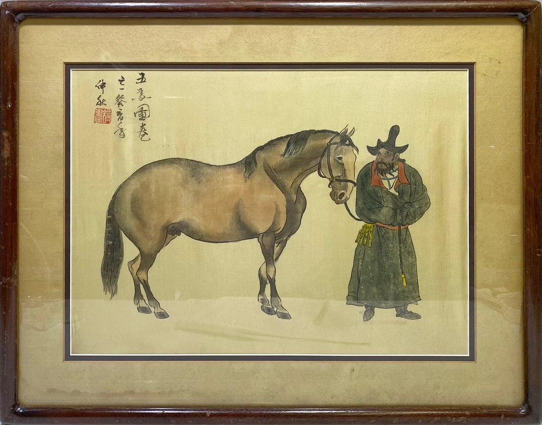 Chinese Print on Fabric, signed: Chinese Print on Fabric, signed. 17 x 20 7/8 x 7/8 in framed.Good condition. Local Pick up call one day before to make an appointment. TO SHIP THIS ITEM IN USA OR INTERNATIONAL, PLEASE CONTACT THE SHI