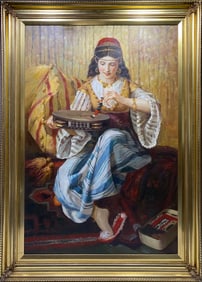 Orientalist Woman & Tambourine Painting