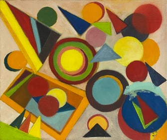 Modern Geometric pattern Oil on Canvas, signed